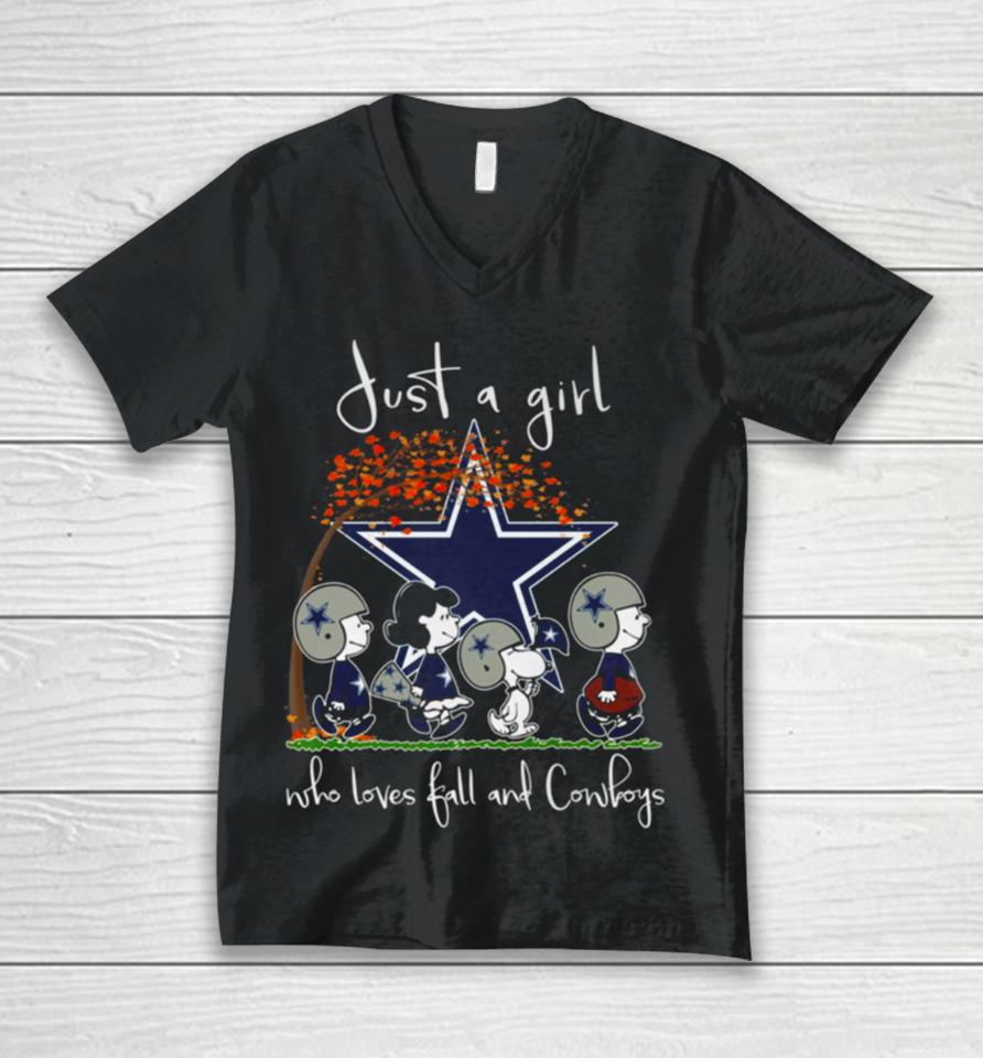 Just A Girl Who Loves Fall And Cowboys Unisex V-Neck T-Shirt