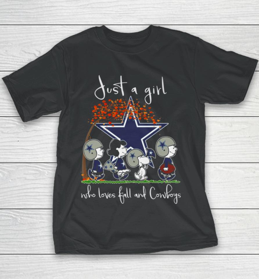 Just A Girl Who Loves Fall And Cowboys Youth T-Shirt