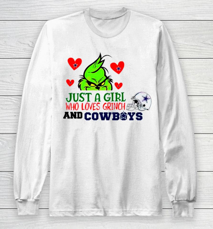 Just A Girl Who Loves Grinch And Cowboys Long Sleeve T-Shirt