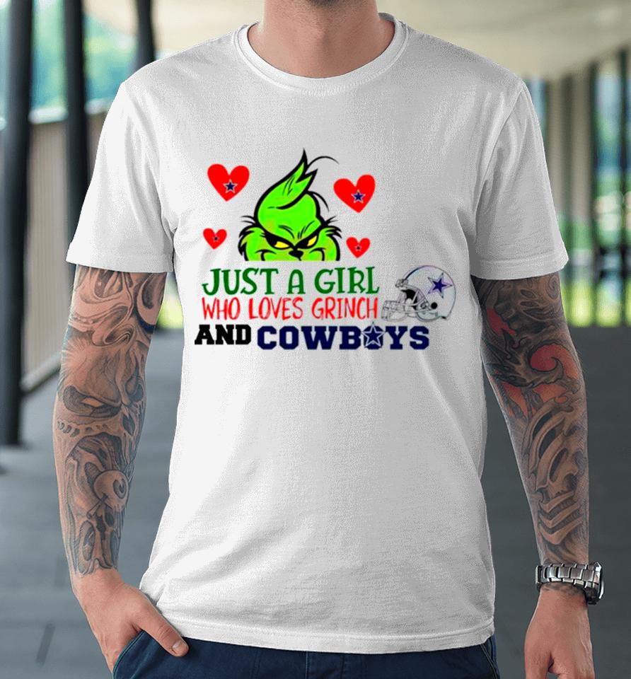 Just A Girl Who Loves Grinch And Cowboys Premium T-Shirt