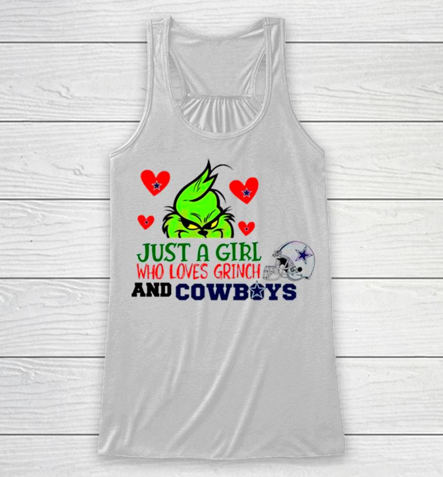 Just A Girl Who Loves Grinch And Cowboys Racerback Tank