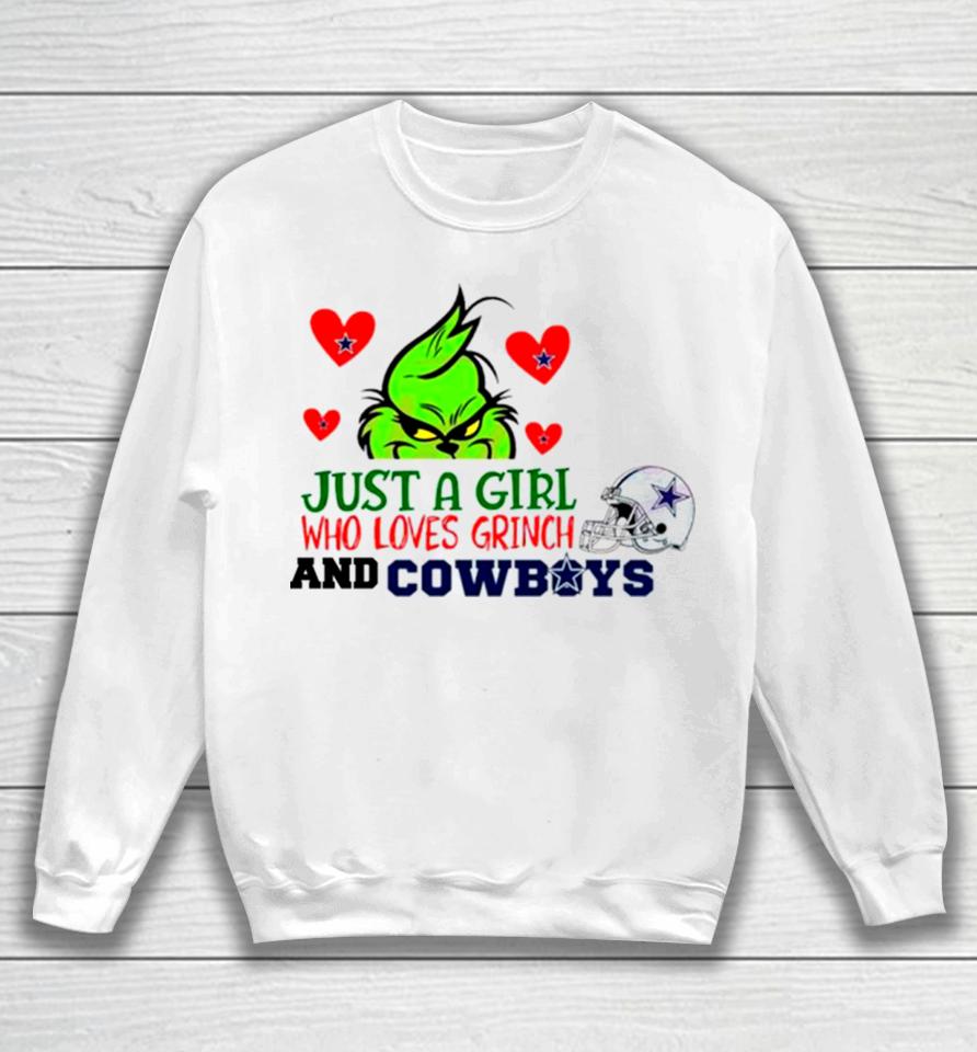 Just A Girl Who Loves Grinch And Cowboys Sweatshirt