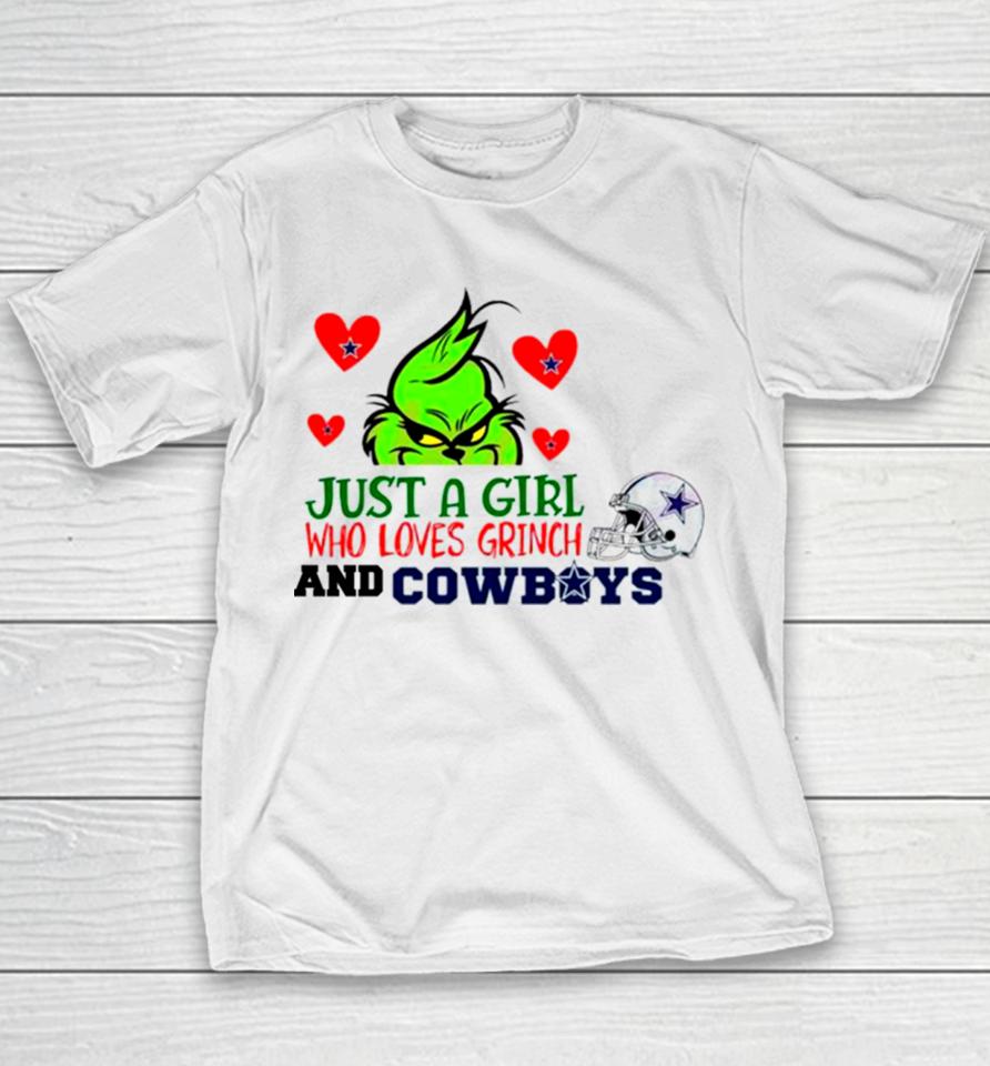 Just A Girl Who Loves Grinch And Cowboys Youth T-Shirt