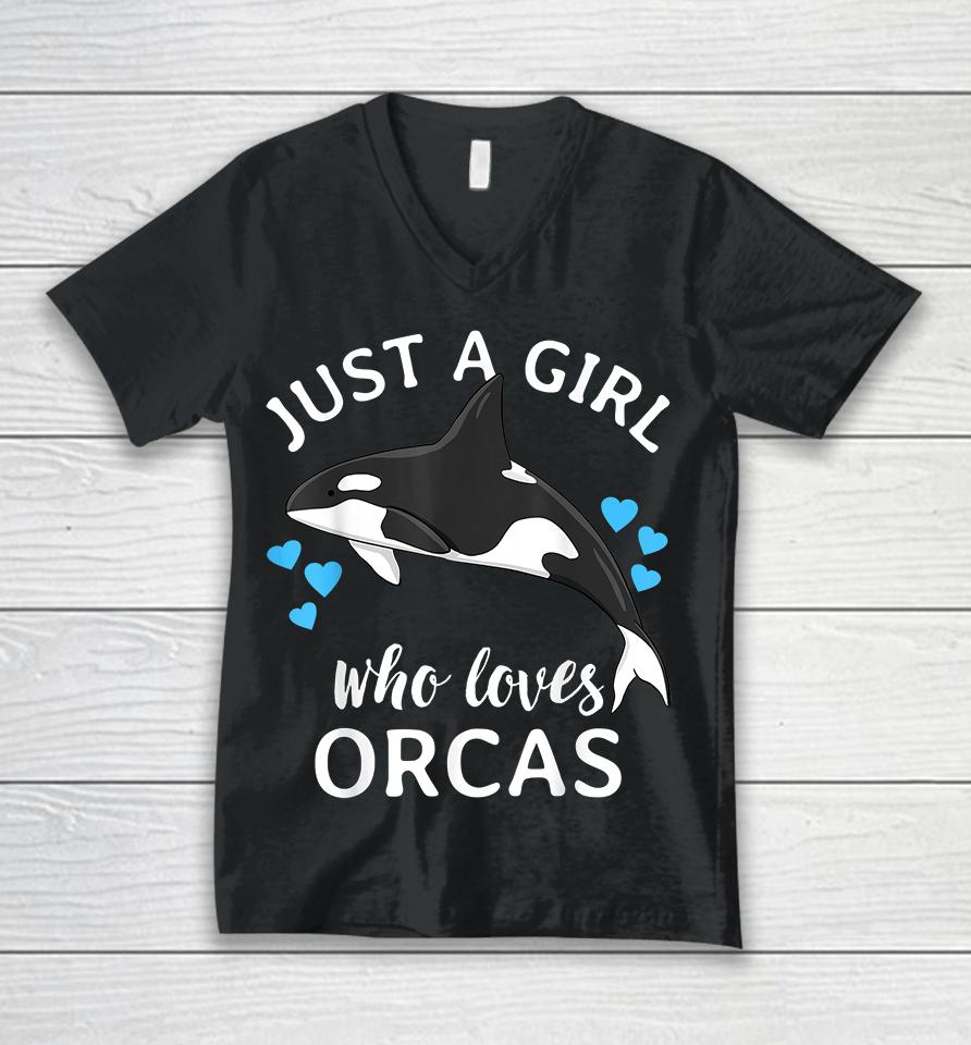 Just A Girl Who Loves Orcas Unisex V-Neck T-Shirt