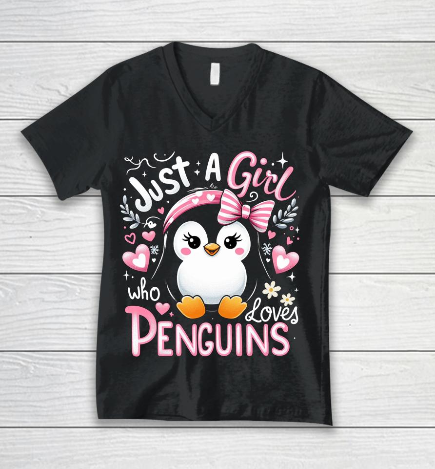 Just A Girl Who Loves Penguins Shirt Penguin Lover Unisex V-Neck T-Shirt