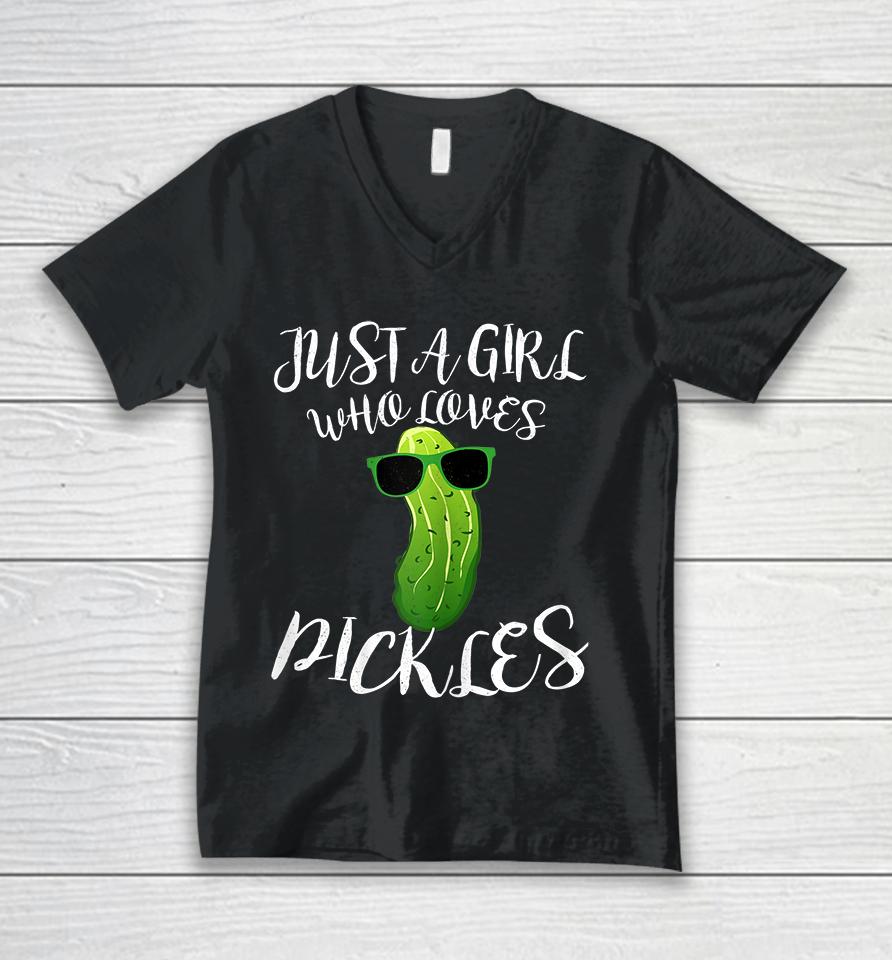 Just A Girl Who Loves Pickles Unisex V-Neck T-Shirt