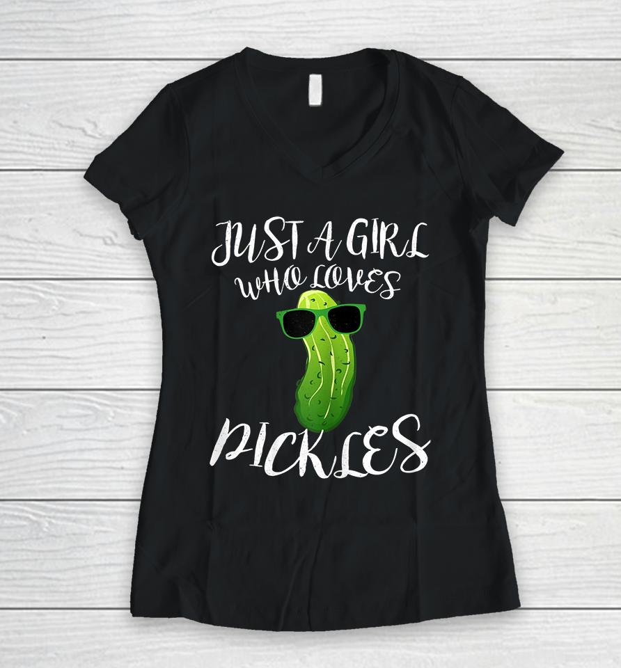 Just A Girl Who Loves Pickles Women V-Neck T-Shirt