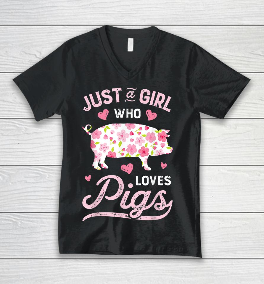 Just A Girl Who Loves Pigs Unisex V-Neck T-Shirt