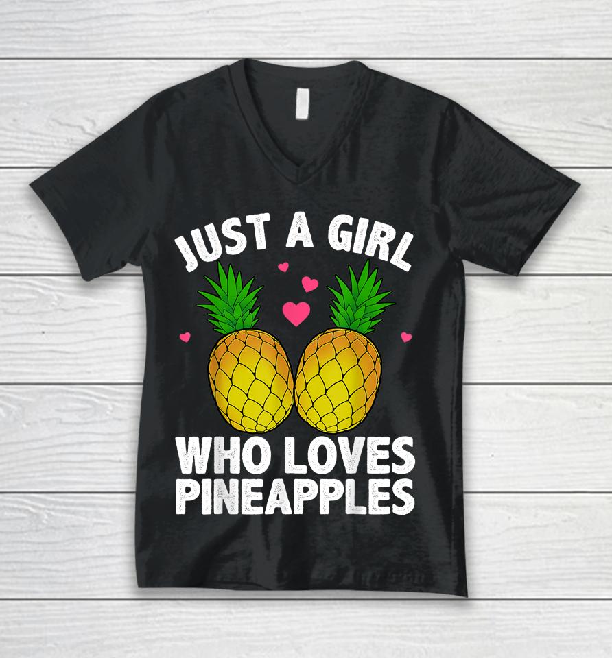 Just A Girl Who Loves Pineapples Unisex V-Neck T-Shirt