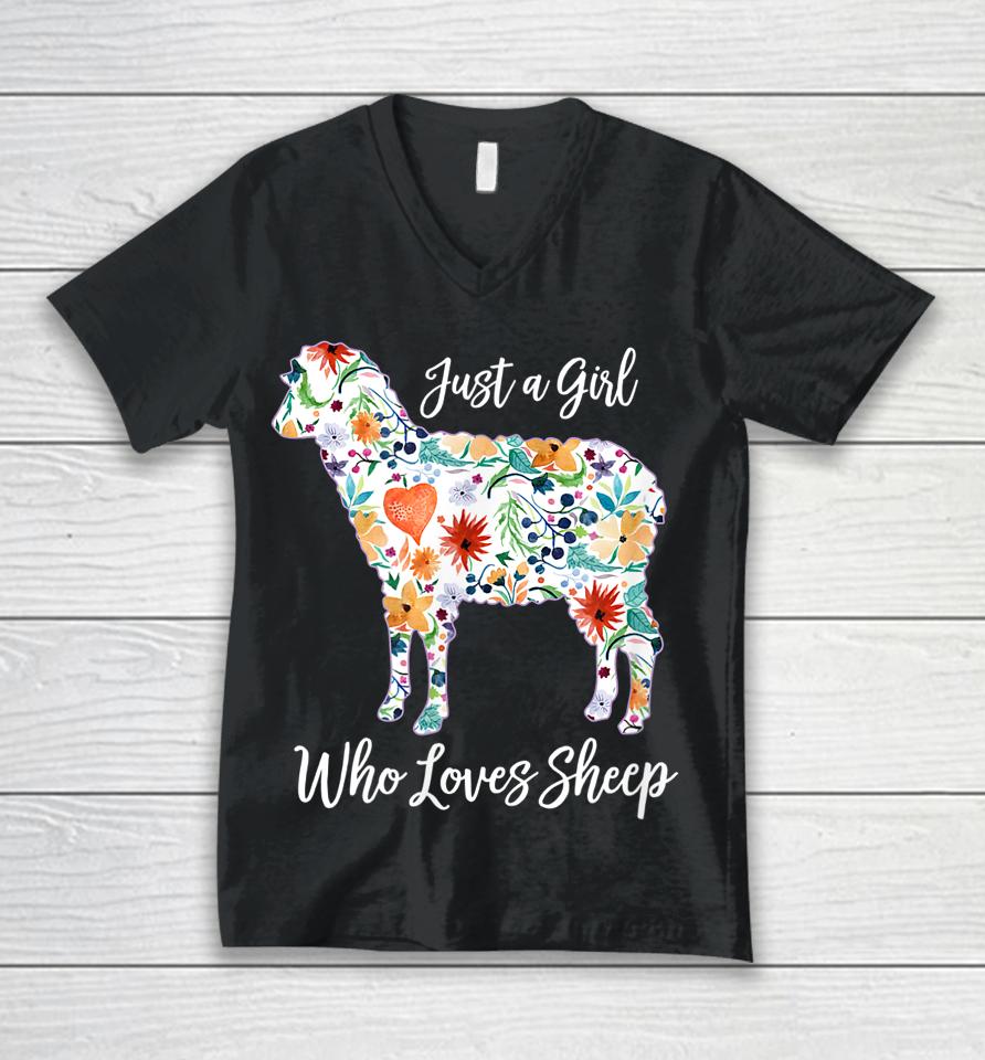 Just A Girl Who Loves Sheep Unisex V-Neck T-Shirt