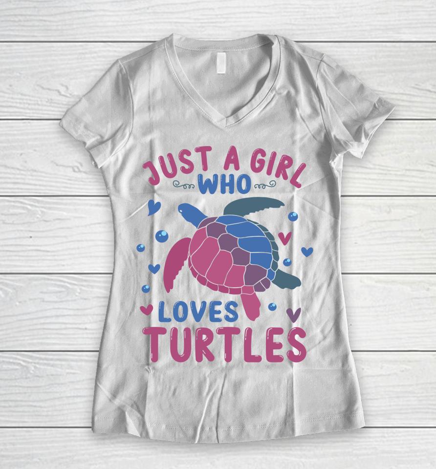 Just A Girl Who Loves Turtles Women V-Neck T-Shirt