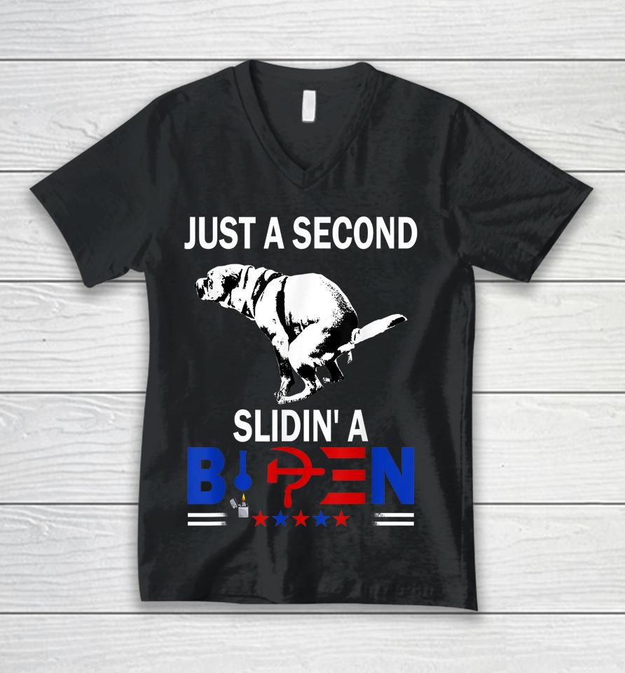 Just A Second Sliding' A Biden Unisex V-Neck T-Shirt