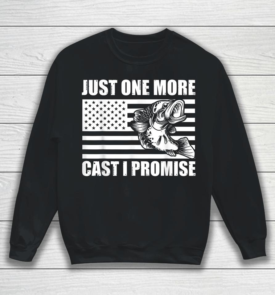 Just One More Cast I Promise Bass Fishing Funny Angler Retro Sweatshirt