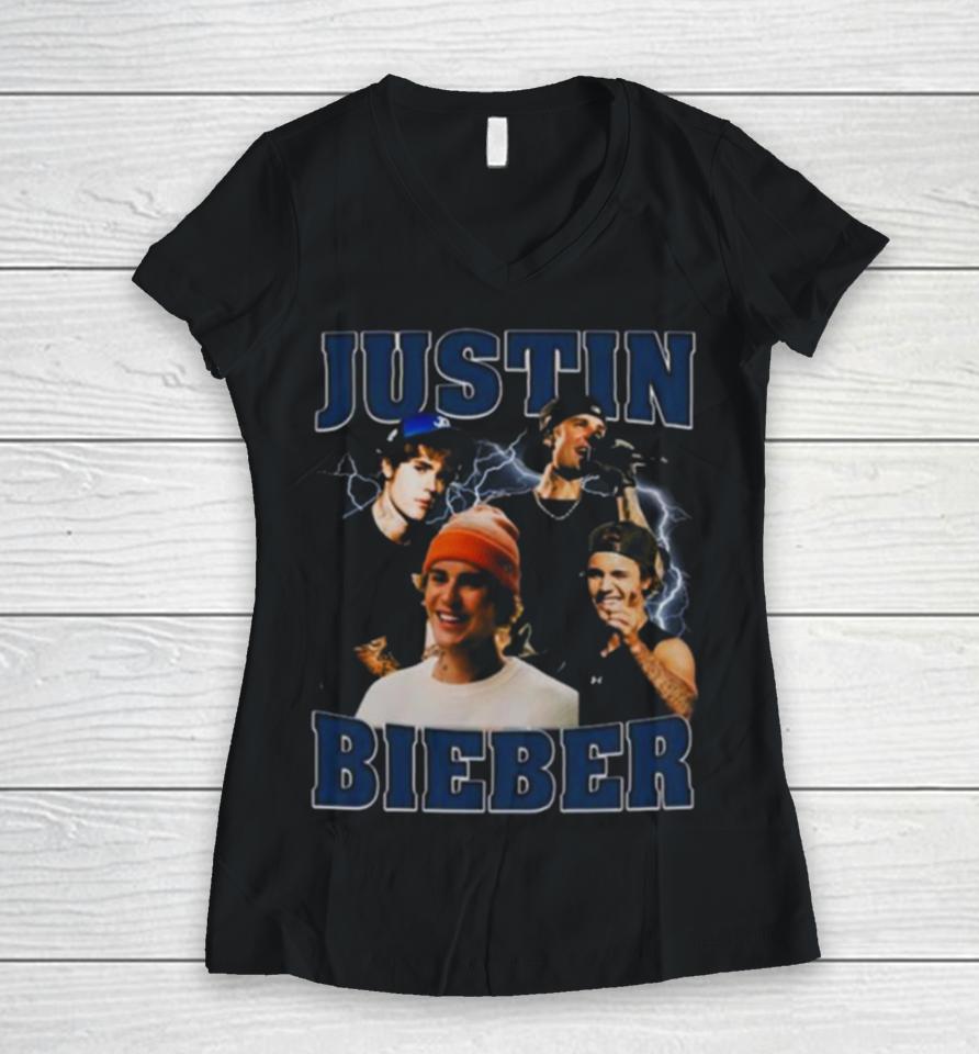 Justin Bieber Bootleg Vintage Women V-Neck T-Shirt