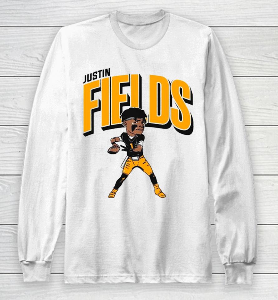 Justin Fields Pittsburgh Caricature Football Player Long Sleeve T-Shirt