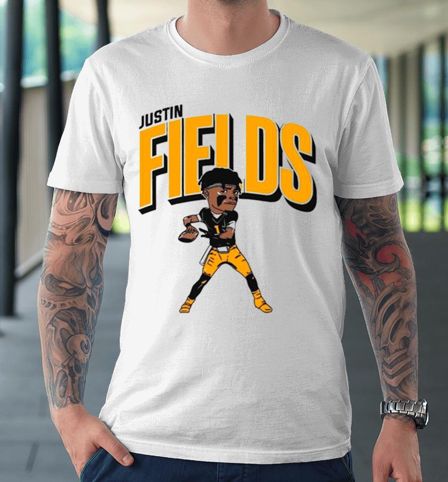 Justin Fields Pittsburgh Caricature Football Player Premium T-Shirt