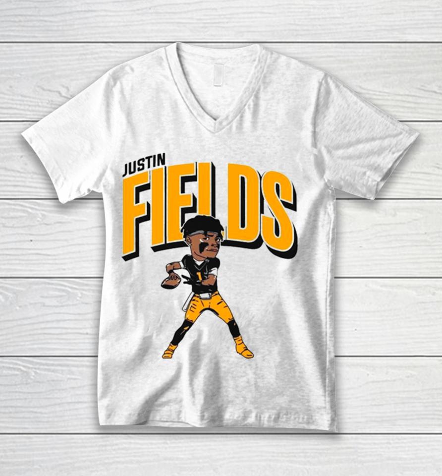 Justin Fields Pittsburgh Caricature Football Player Unisex V-Neck T-Shirt