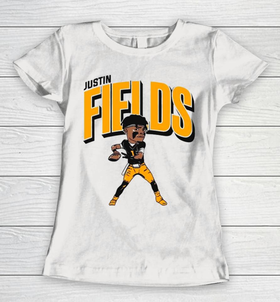 Justin Fields Pittsburgh Caricature Football Player Women T-Shirt