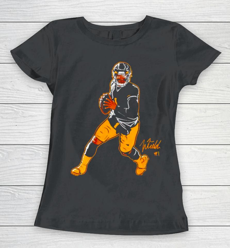 Justin Fields Pittsburgh Football Superstar Pose Women T-Shirt