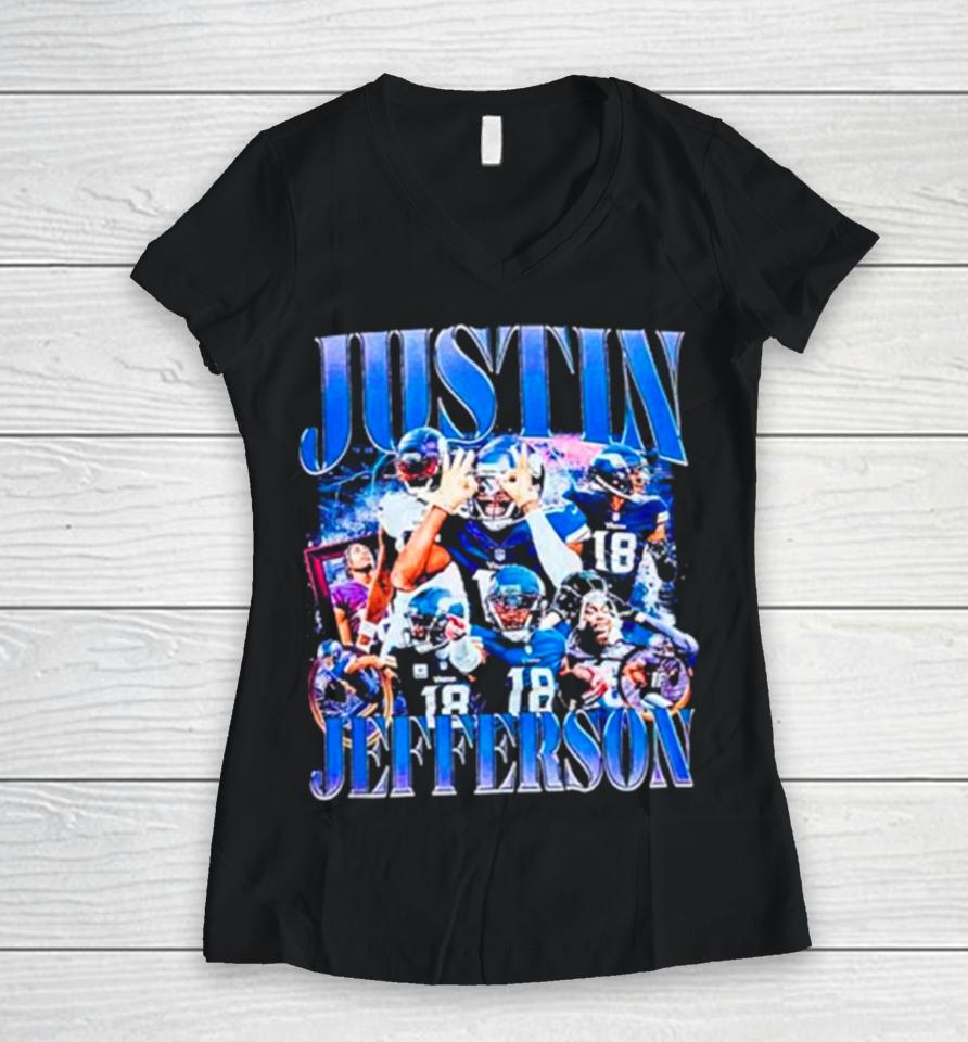 Justin Jefferson Nfl Minnesota Vikings Women V-Neck T-Shirt