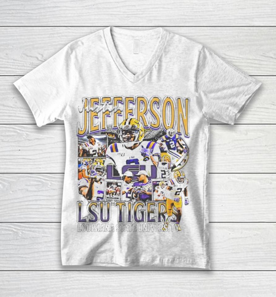 Justin Jefferson Player Lsu Tigers Football Vintage 2023 Unisex V-Neck T-Shirt