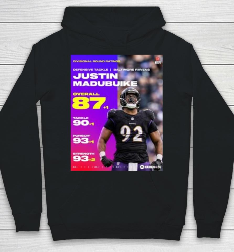 Justin Madubuike Ravens Divisional Round Ratings 87+1 Overall 90+1 Tackele 93+1 Pursuit 93+2 Strength Hoodie