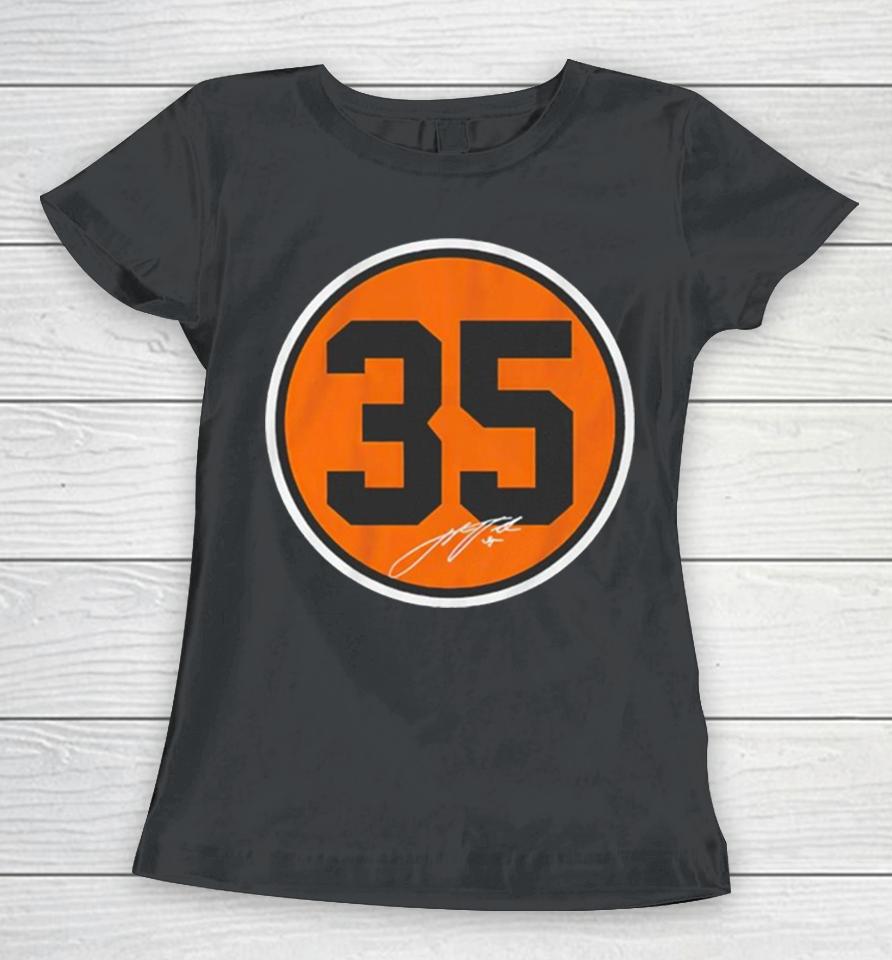 Justin Verlander Houston Astros Number Circle Women T-Shirt