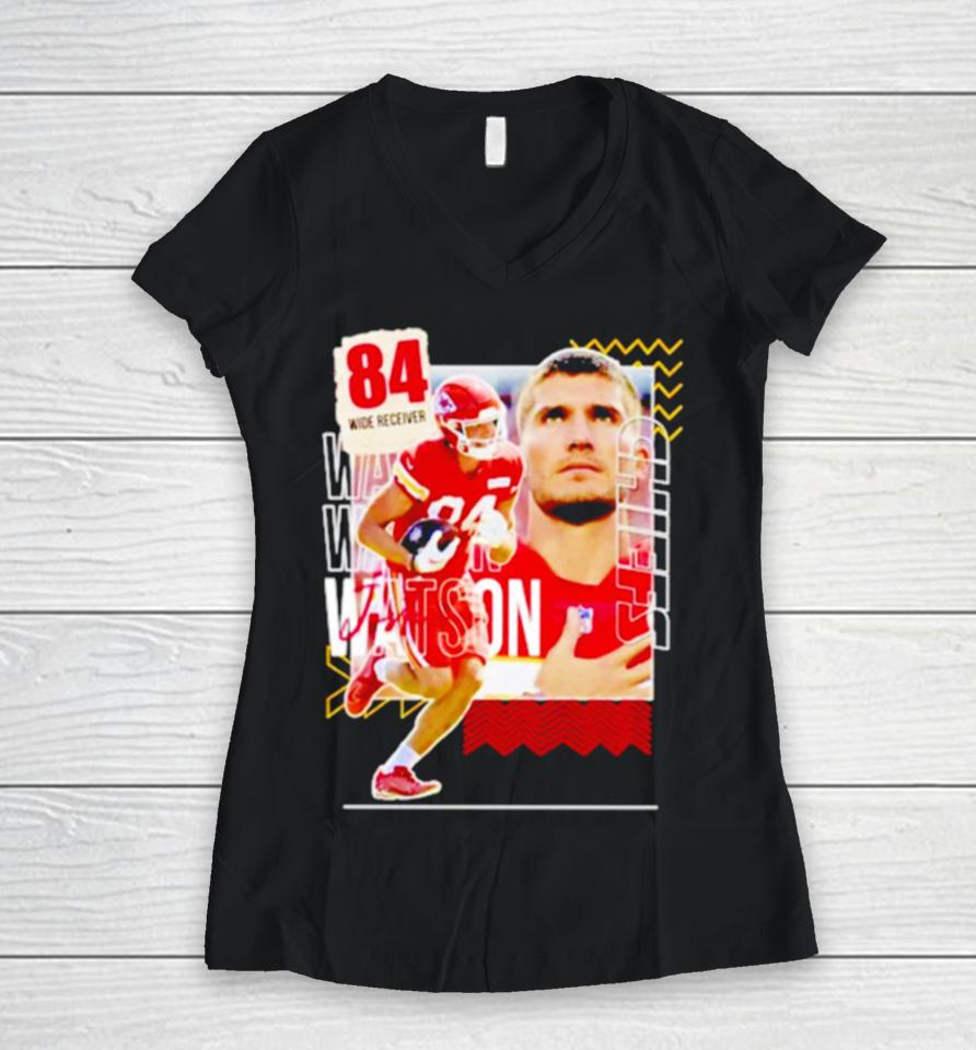 Justin Watson 84 Running Back Football Player Women V-Neck T-Shirt