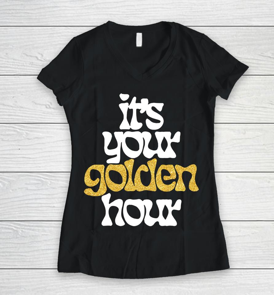 Jvke Golden Hour Gold Shimmer Women V-Neck T-Shirt