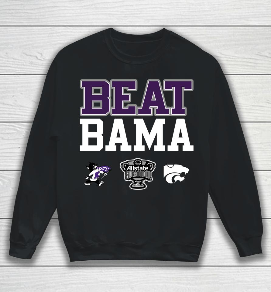 K-State Wildcats Purple 2022 Sugar Bowl Beat Bama Short Sleeve Fashion Sweatshirt