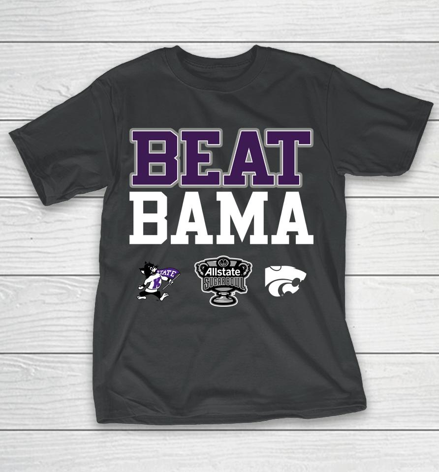 K-State Wildcats Purple 2022 Sugar Bowl Beat Bama Short Sleeve Fashion T-Shirt