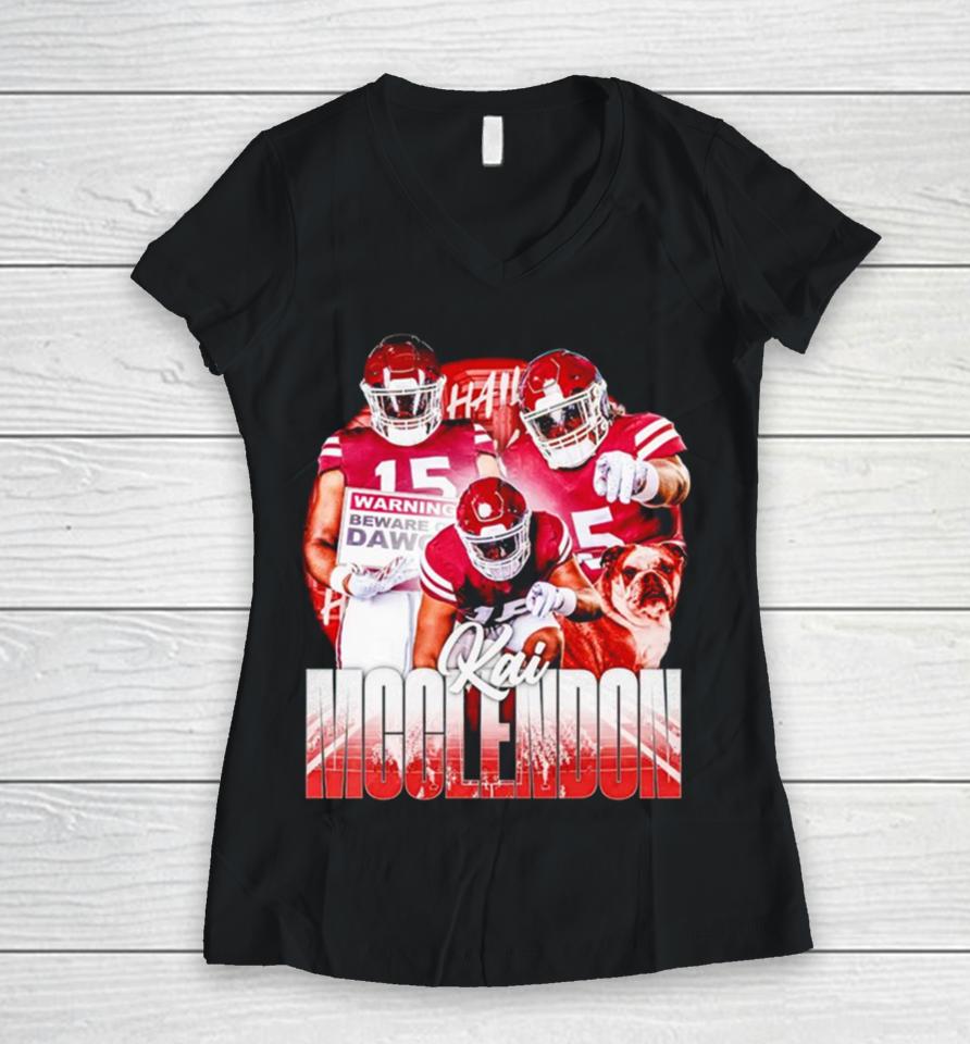 Kai Mcclendon Mississippi State Bulldogs Football Graphic Poster Women V-Neck T-Shirt