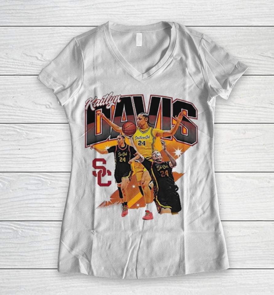 Kaitlyn Davis Usc Trojans 2024 Ncaa Women’s Basketball Post Season Women V-Neck T-Shirt