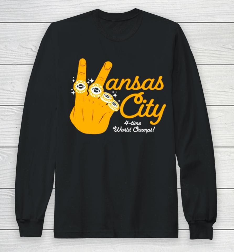 Kansas City 4 Time World Champs Hand Rings Long Sleeve T-Shirt