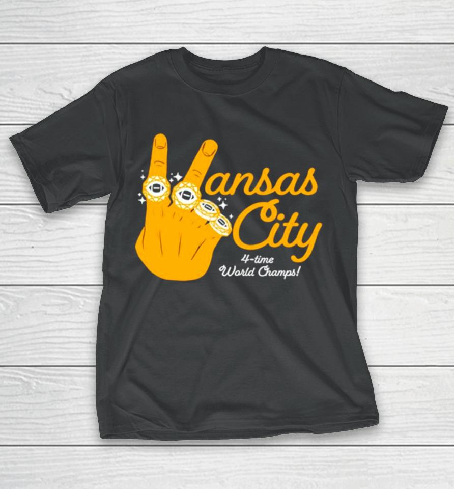 Kansas City 4 Time World Champs Hand Rings T-Shirt