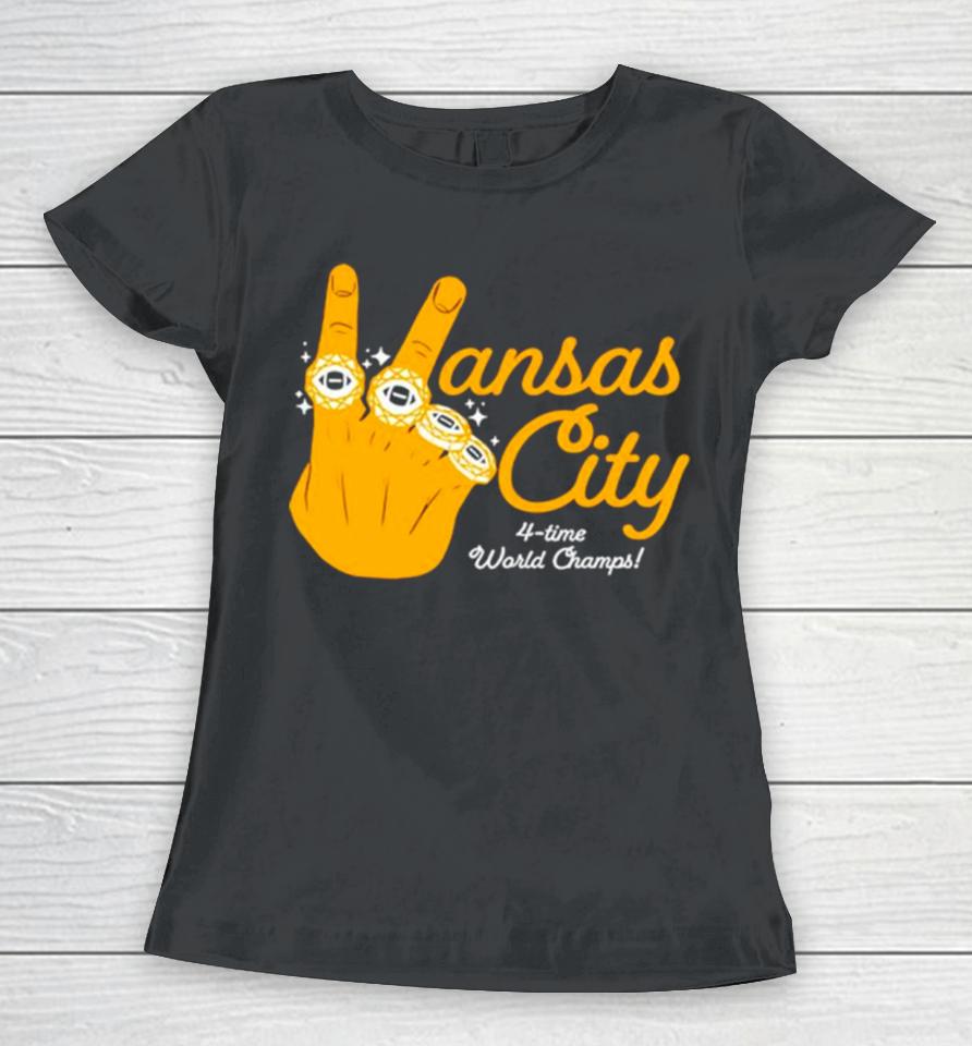 Kansas City 4 Time World Champs Hand Rings Women T-Shirt