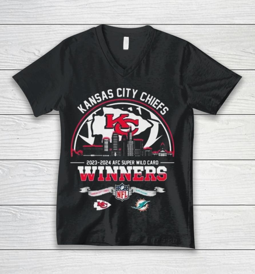 Kansas City Chiefs 2023 2024 Afc Super Wild Card Winners Nfl Playoffs Unisex V-Neck T-Shirt