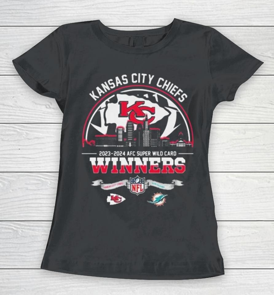 Kansas City Chiefs 2023 2024 Afc Super Wild Card Winners Nfl Playoffs Women T-Shirt