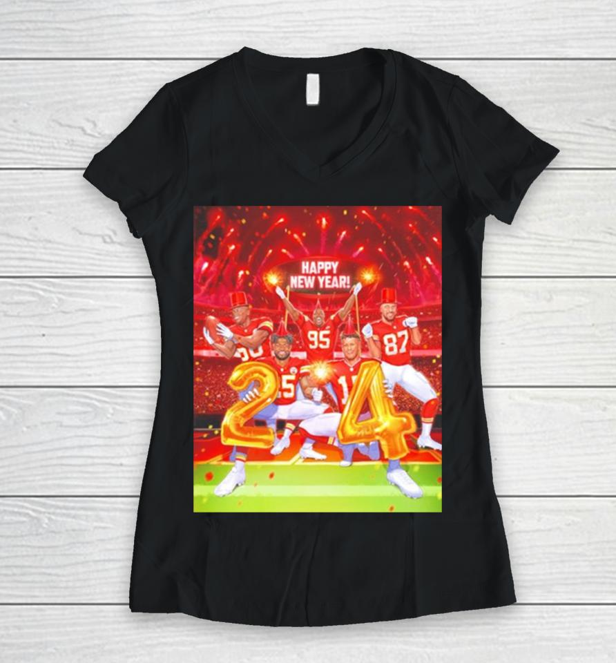 Kansas City Chiefs 2023 Was One To Remember Happy New Year Chiefs Kingdom Women V-Neck T-Shirt