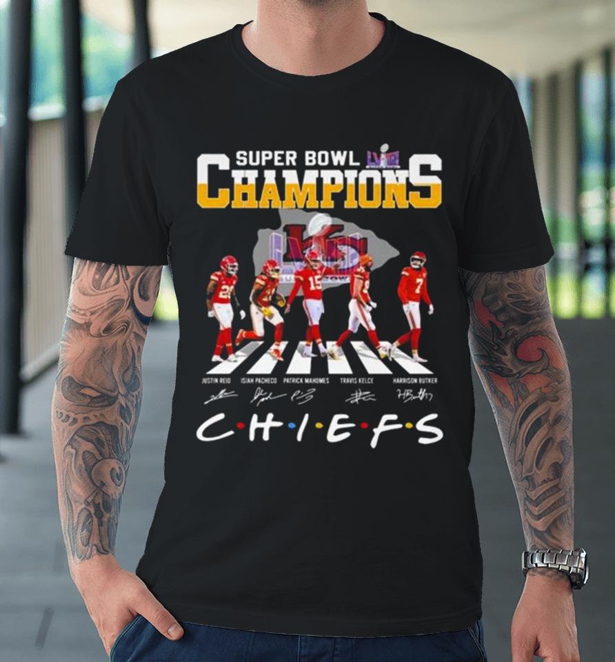 Kansas City Chiefs Abbey Road Super Bowl Lviiii Champions Chiefs Signatures Premium T-Shirt
