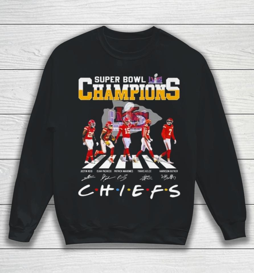 Kansas City Chiefs Abbey Road Super Bowl Lviiii Champions Chiefs Signatures Sweatshirt