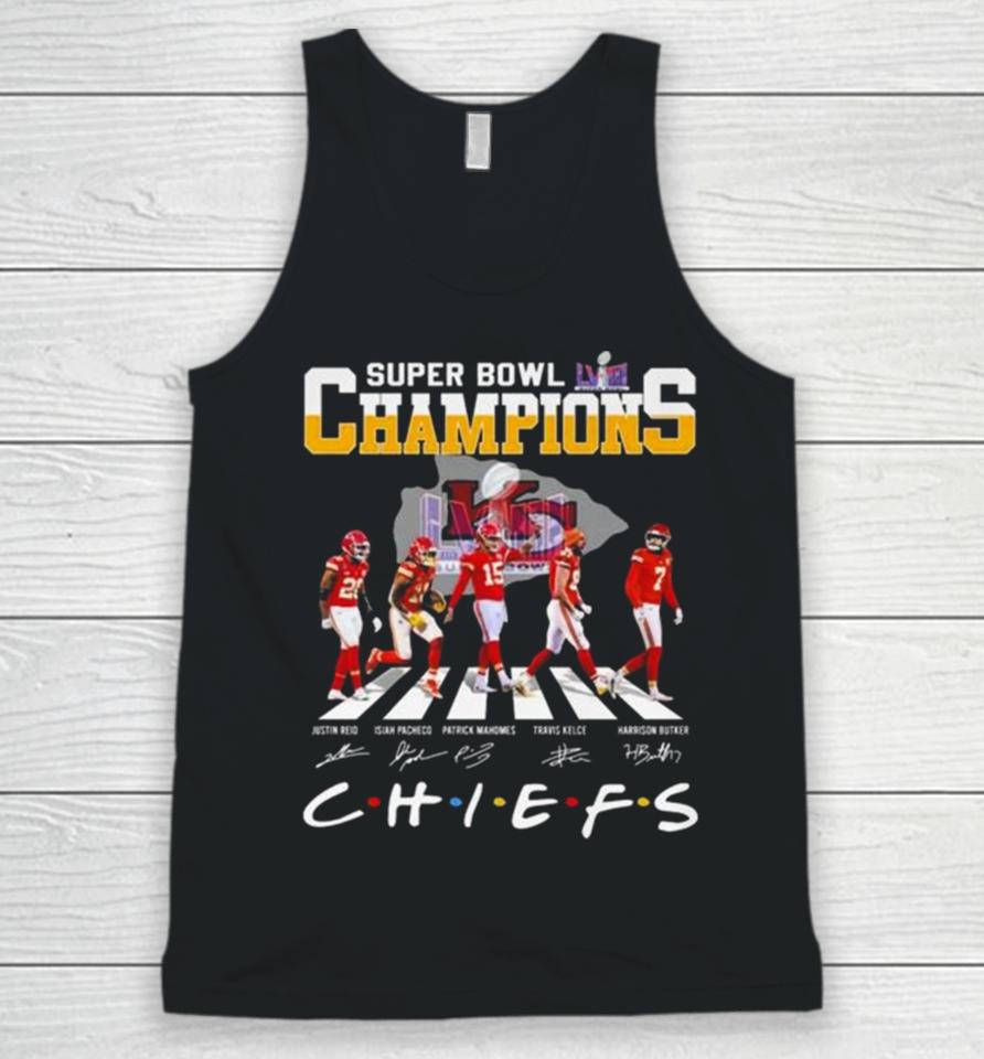 Kansas City Chiefs Abbey Road Super Bowl Lviiii Champions Chiefs Signatures Unisex Tank Top