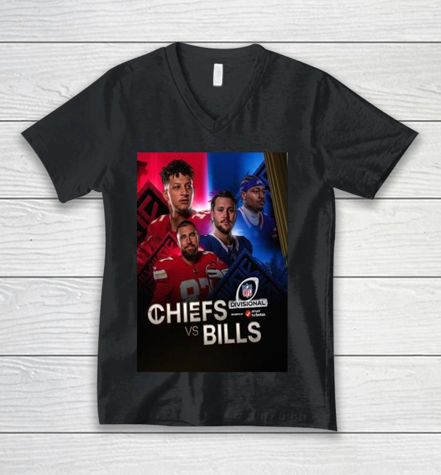 Kansas City Chiefs And Buffalo Bills Meet Up In The Nfl Divisional 2024 Unisex V-Neck T-Shirt
