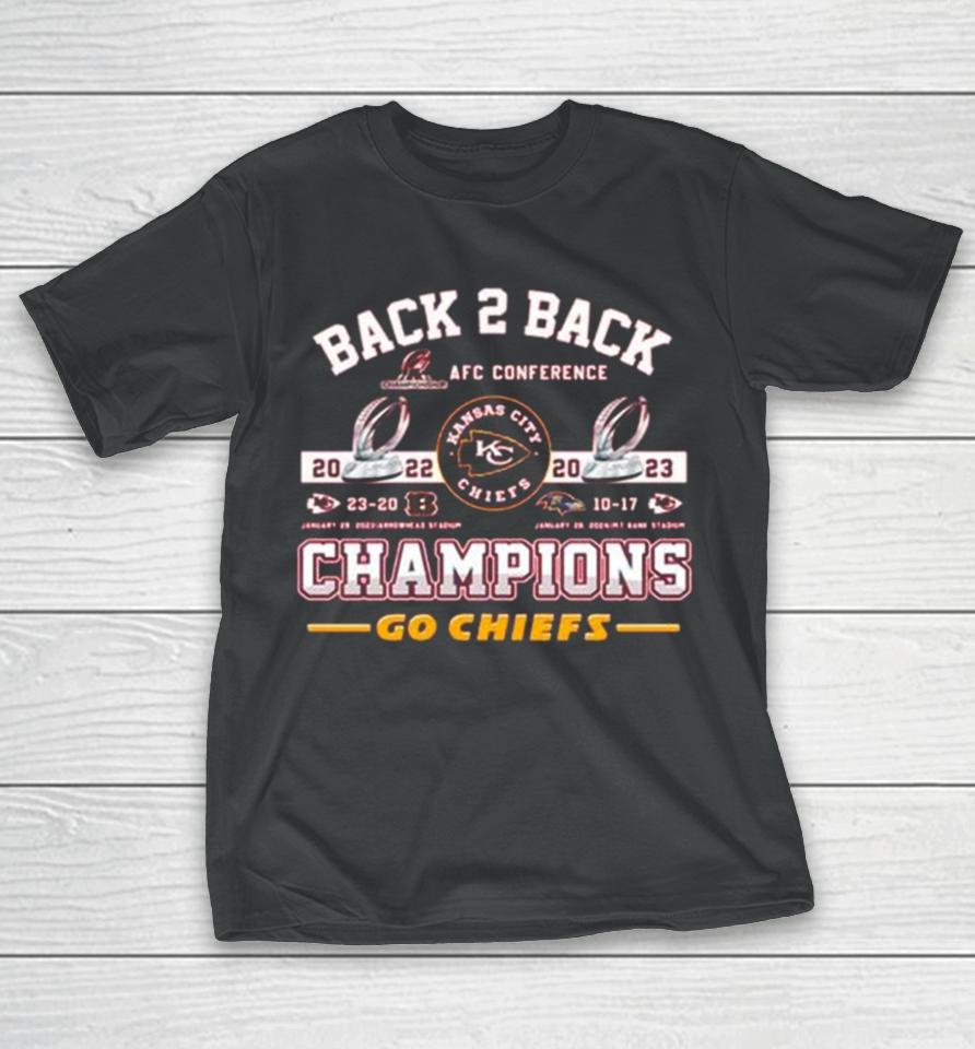 Kansas City Chiefs Back 2 Back 2022 2023 Champions Go Chiefs T-Shirt