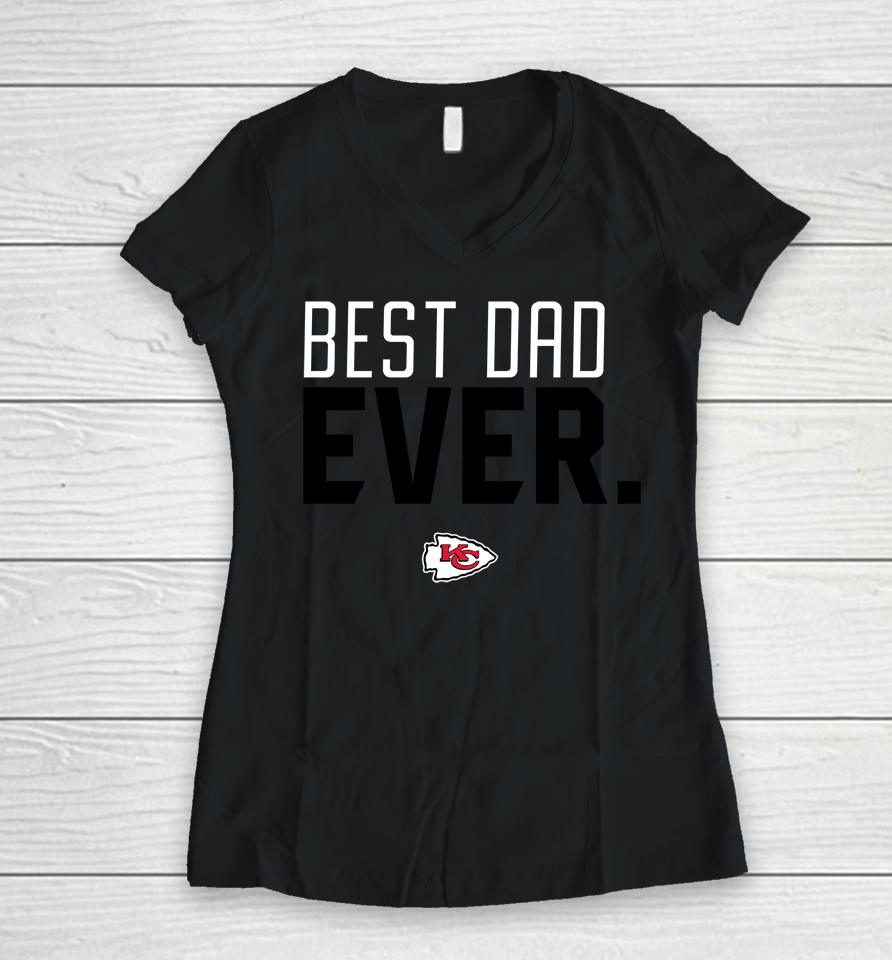 Kansas City Chiefs Best Dad Ever Team Women V-Neck T-Shirt
