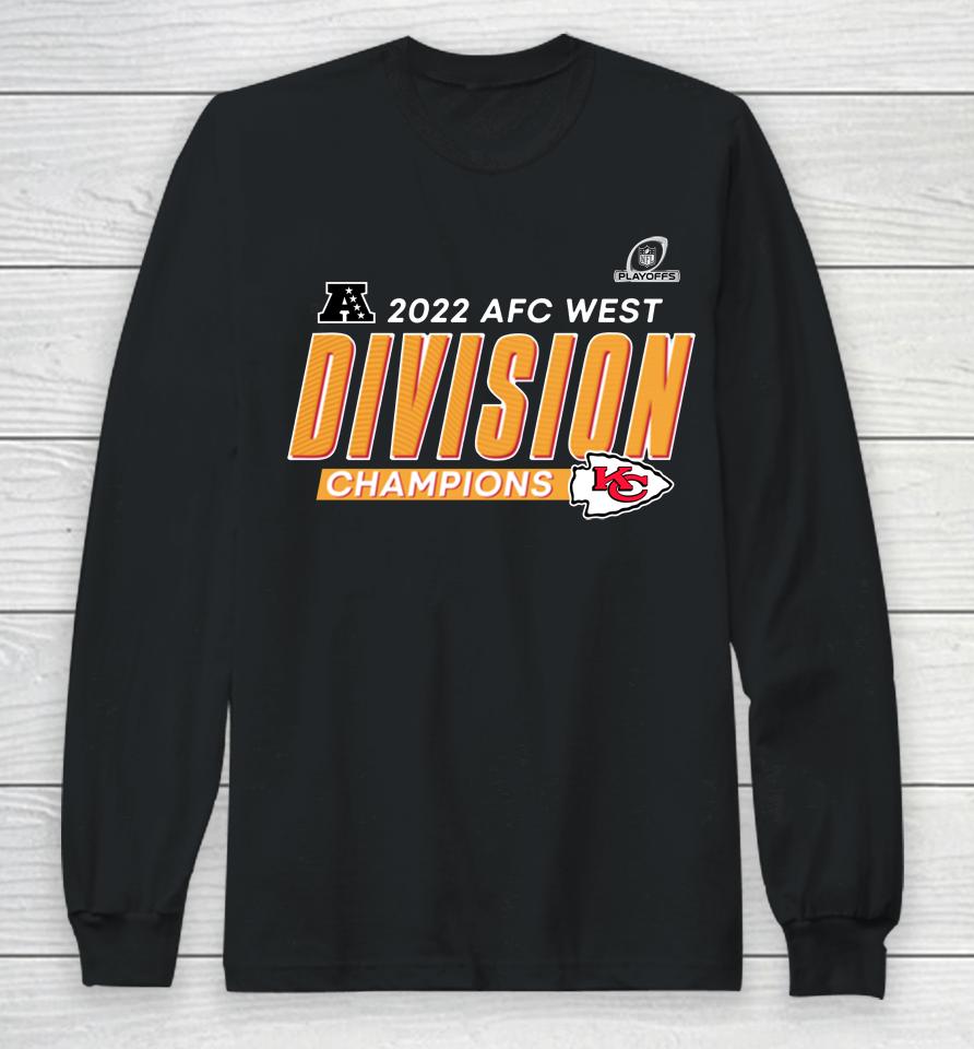 Kansas City Chiefs Black 2022 Afc West Division Champions Locker Room Trophy Collection Long Sleeve T-Shirt