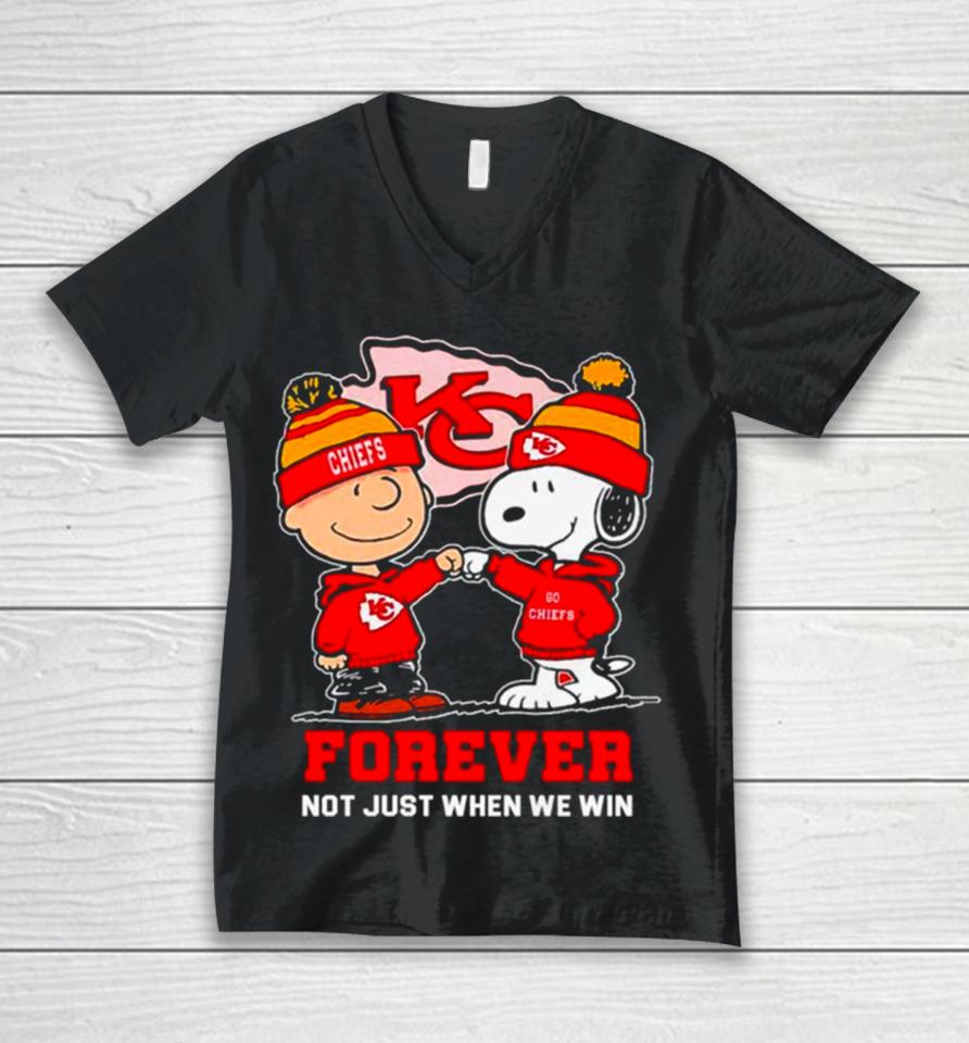 Kansas City Chiefs Charlie Brown And Snoopy Forever Not Just When We Win Unisex V-Neck T-Shirt