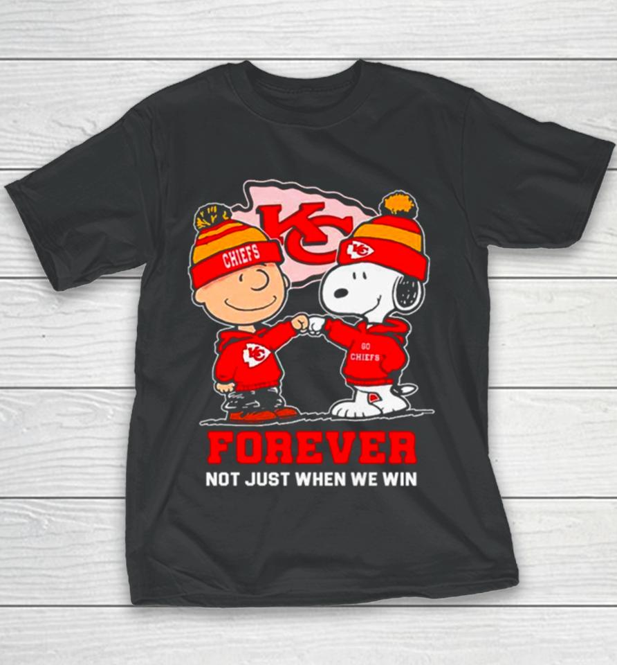 Kansas City Chiefs Charlie Brown And Snoopy Forever Not Just When We Win Youth T-Shirt