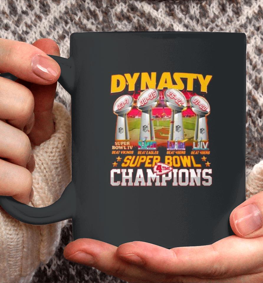 Kansas City Chiefs Dynasty Super Bowl 4 Time Champions Coffee Mug