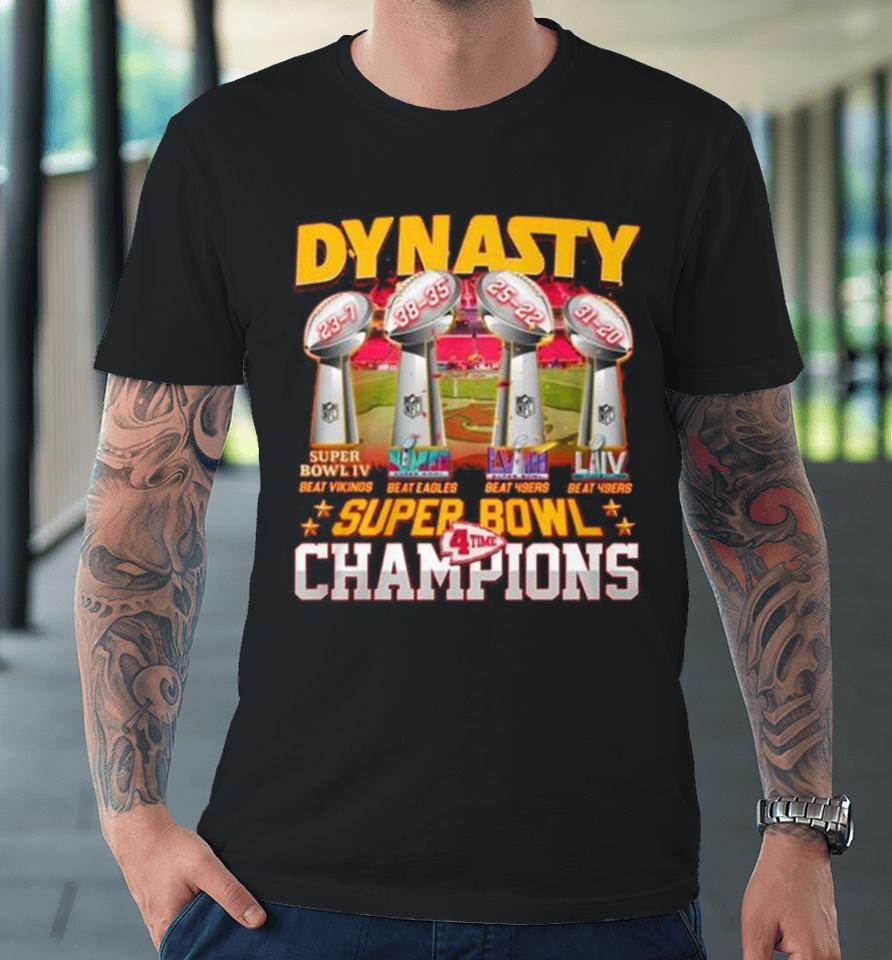 Kansas City Chiefs Dynasty Super Bowl 4 Time Champions Premium T-Shirt